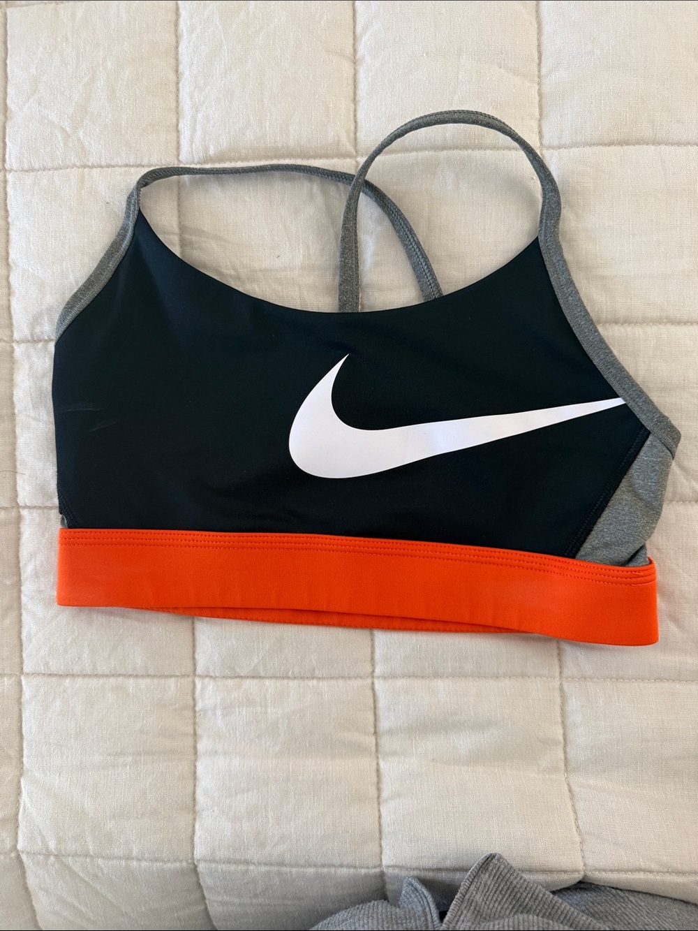 Nike Black & Orange Women's Swim Crop Top